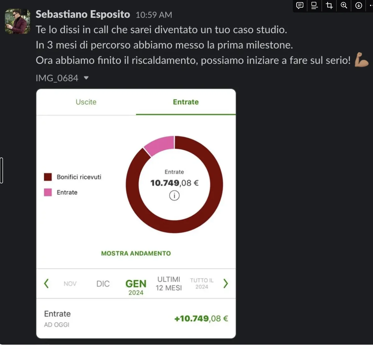 Screenshot del caso