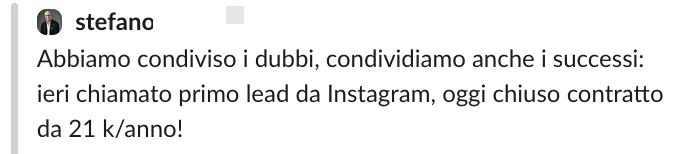 Screenshot dalle chat dei percorsi