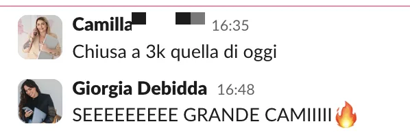 Screenshot dalle chat dei percorsi
