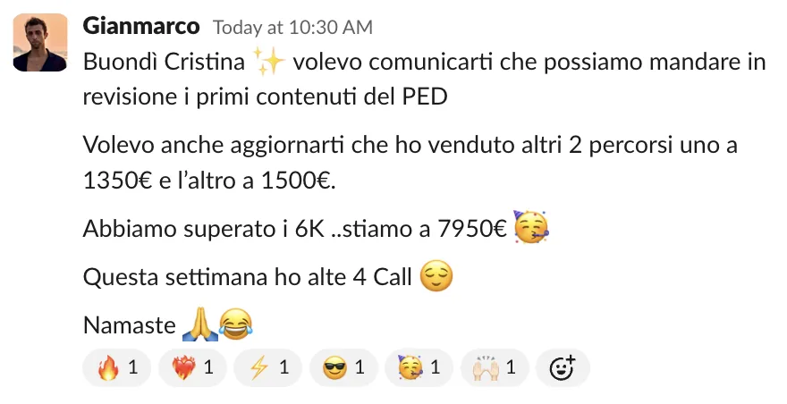 Screenshot dalle chat dei percorsi