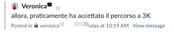 Screenshot dalle chat dei percorsi