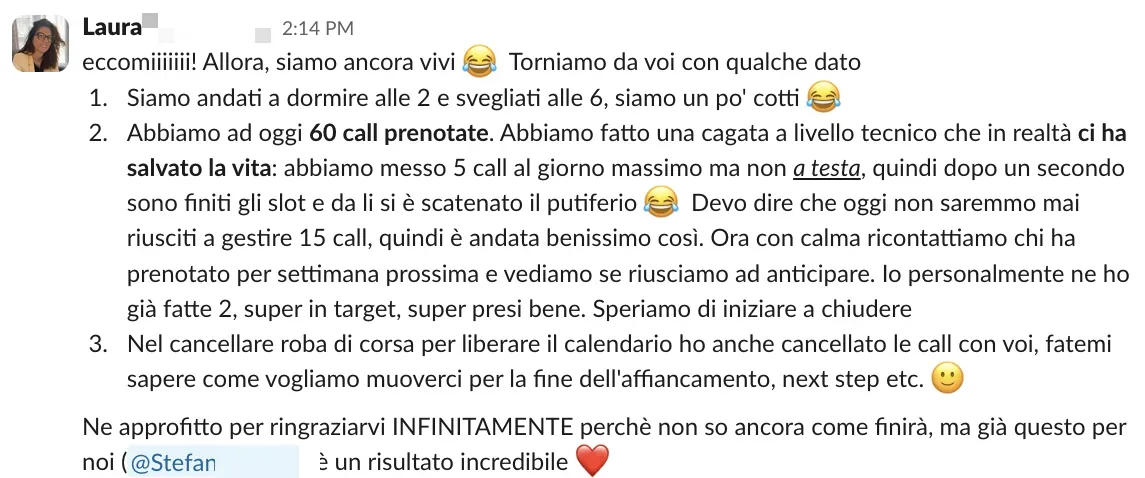 Screenshot dalle chat dei percorsi