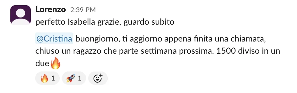 Screenshot dalle chat dei percorsi