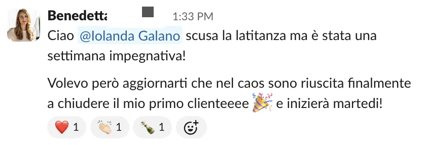 Screenshot dalle chat dei percorsi