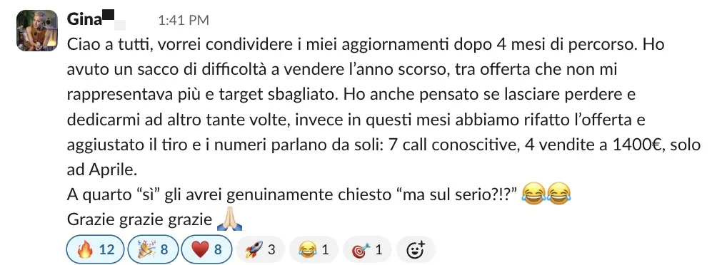 Screenshot dalle chat dei percorsi