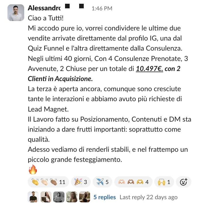 Screenshot dalle chat dei percorsi