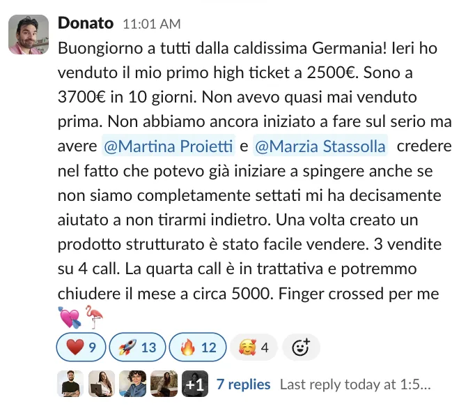 Screenshot dalle chat dei percorsi