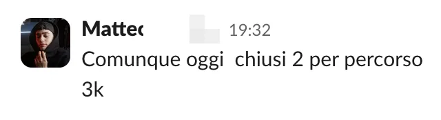 Screenshot dalle chat dei percorsi