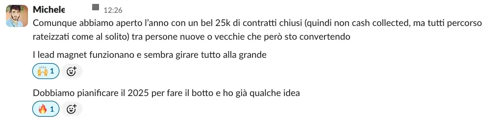 Screenshot dalle chat dei percorsi