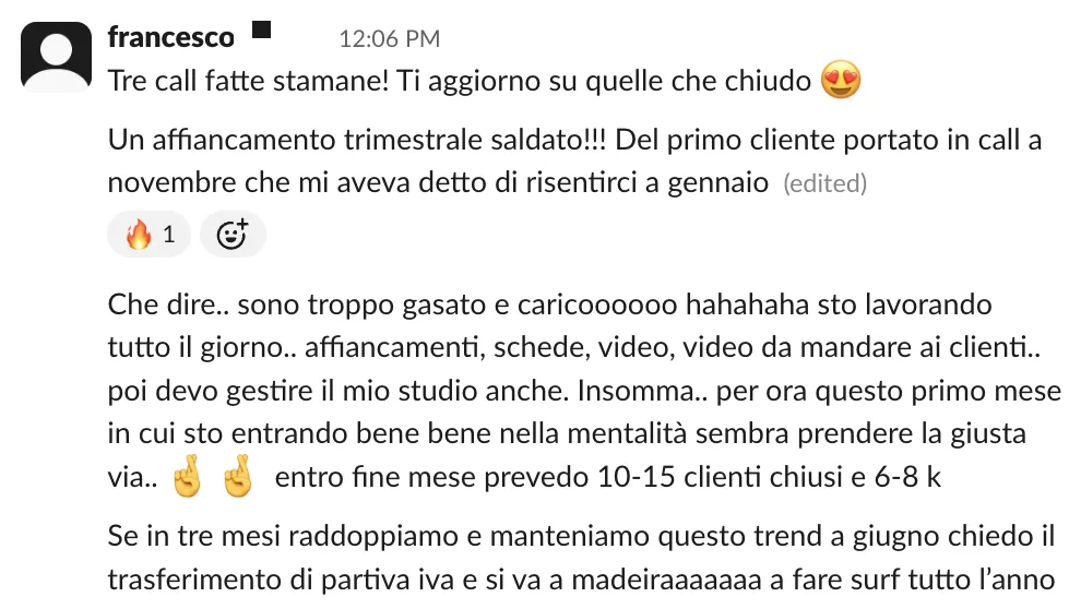 Screenshot dalle chat dei percorsi