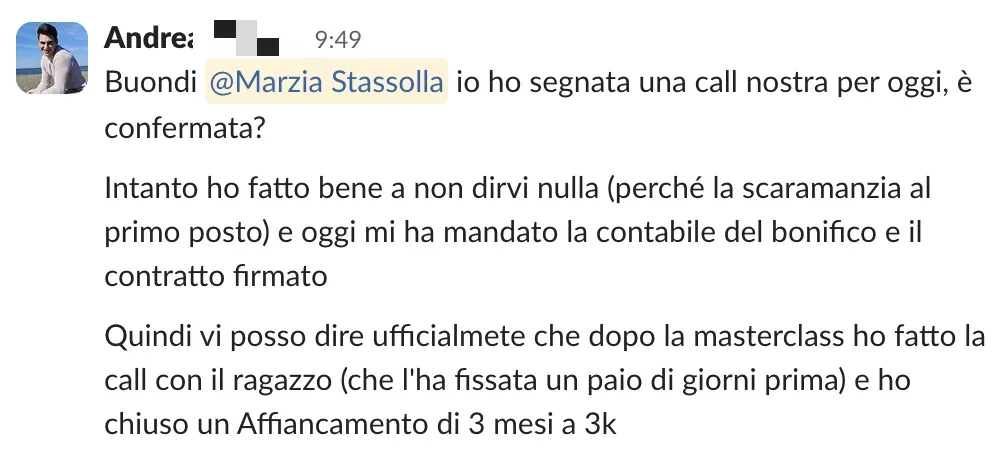 Screenshot dalle chat dei percorsi