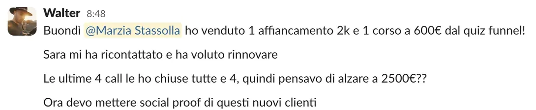 Screenshot dalle chat dei percorsi