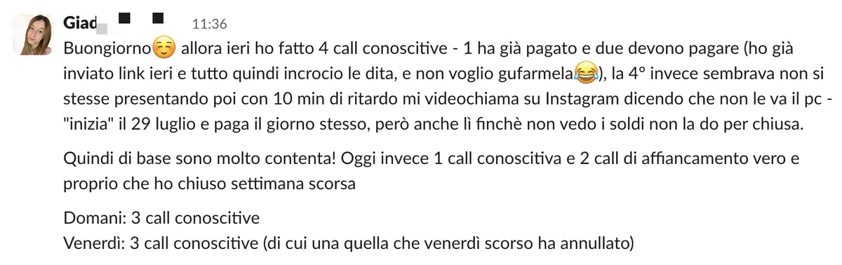 Screenshot dalle chat dei percorsi