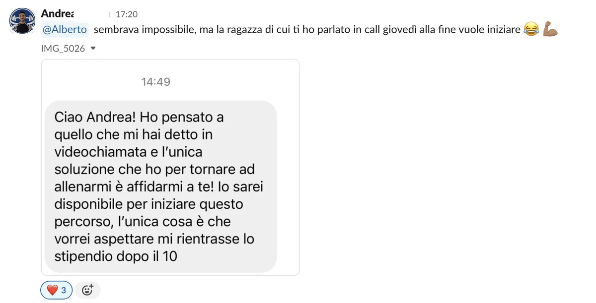 Screenshot dalle chat dei percorsi