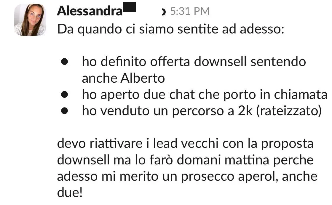Screenshot dalle chat dei percorsi