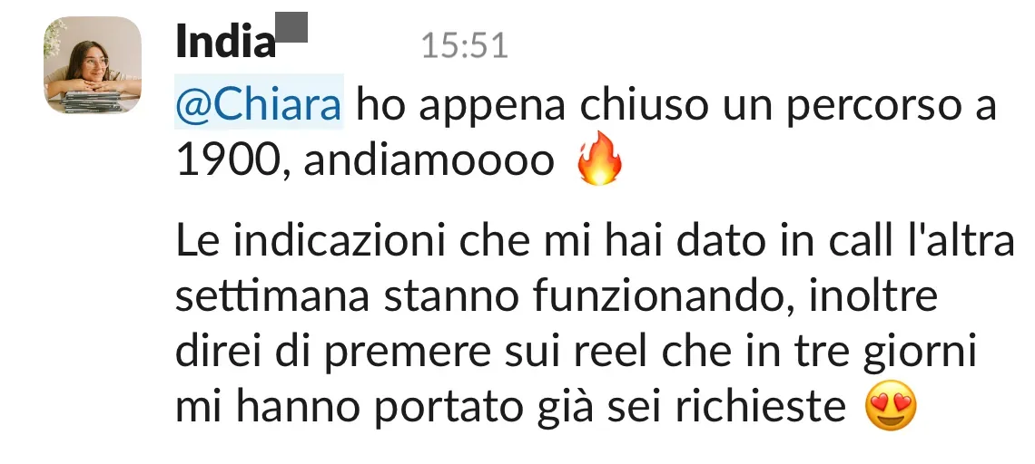 Screenshot dalle chat dei percorsi