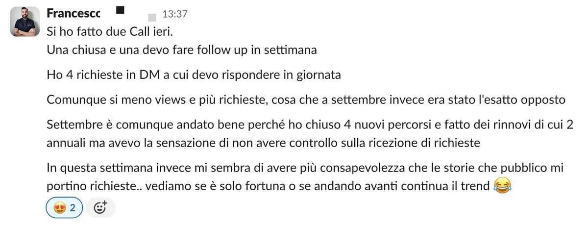 Screenshot dalle chat dei percorsi